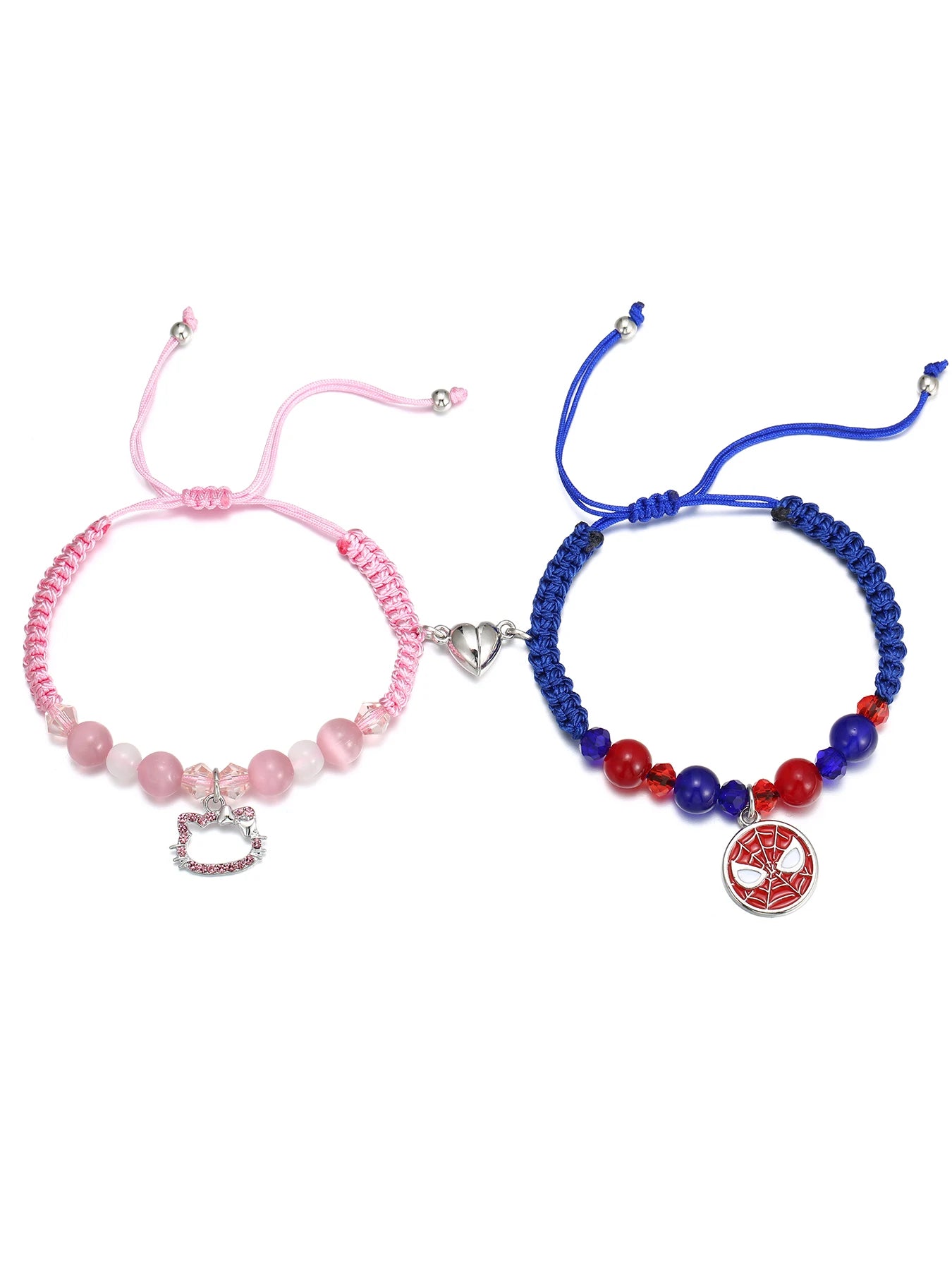 Hello Kitty and Spiderman 2 Pcs Magnetic Couples Bracelets Matching Friendship Bracelets