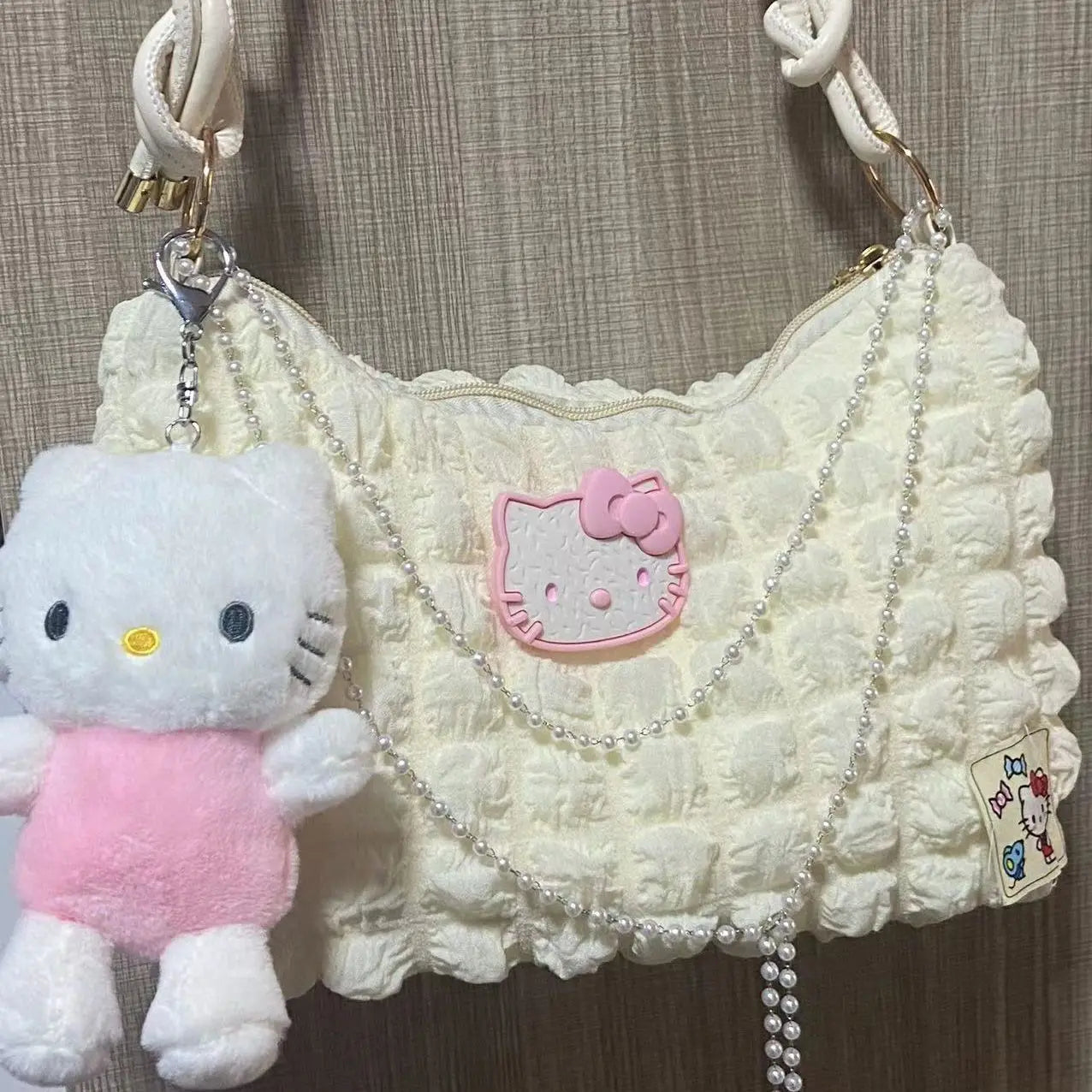Hello Kitty Pearl Chains Purse With Plushie