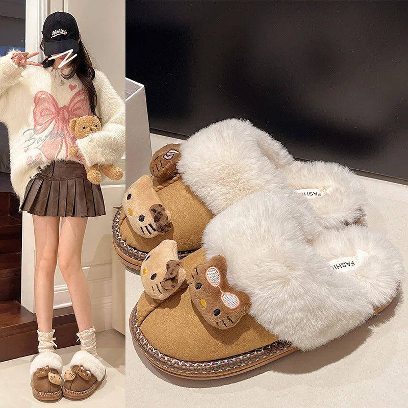 Hello Kitty Fluffy Winter House Shoes Indoor and Outdoor