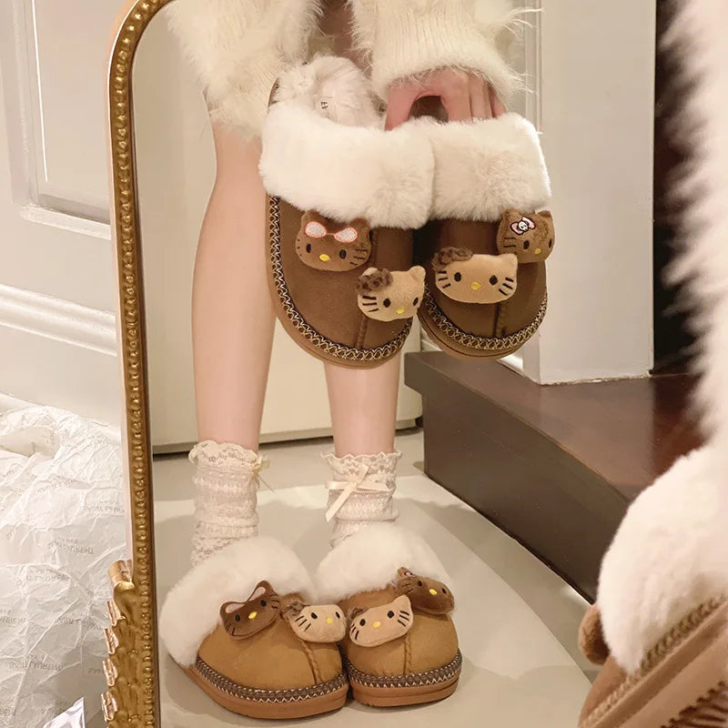 Hello Kitty Fluffy Winter House Shoes Indoor and Outdoor