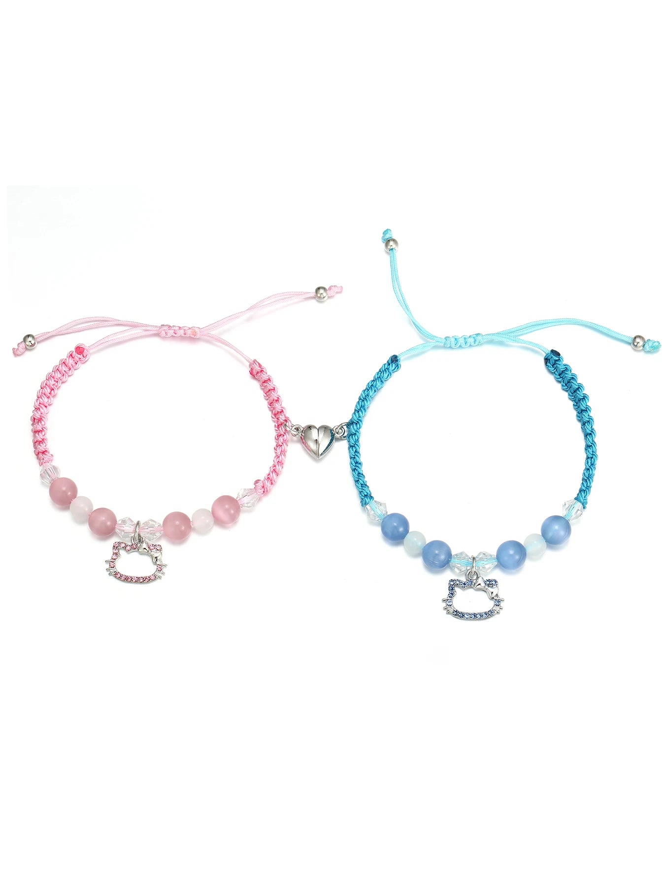 Hello Kitty and Spiderman 2 Pcs Magnetic Couples Bracelets Matching Friendship Bracelets